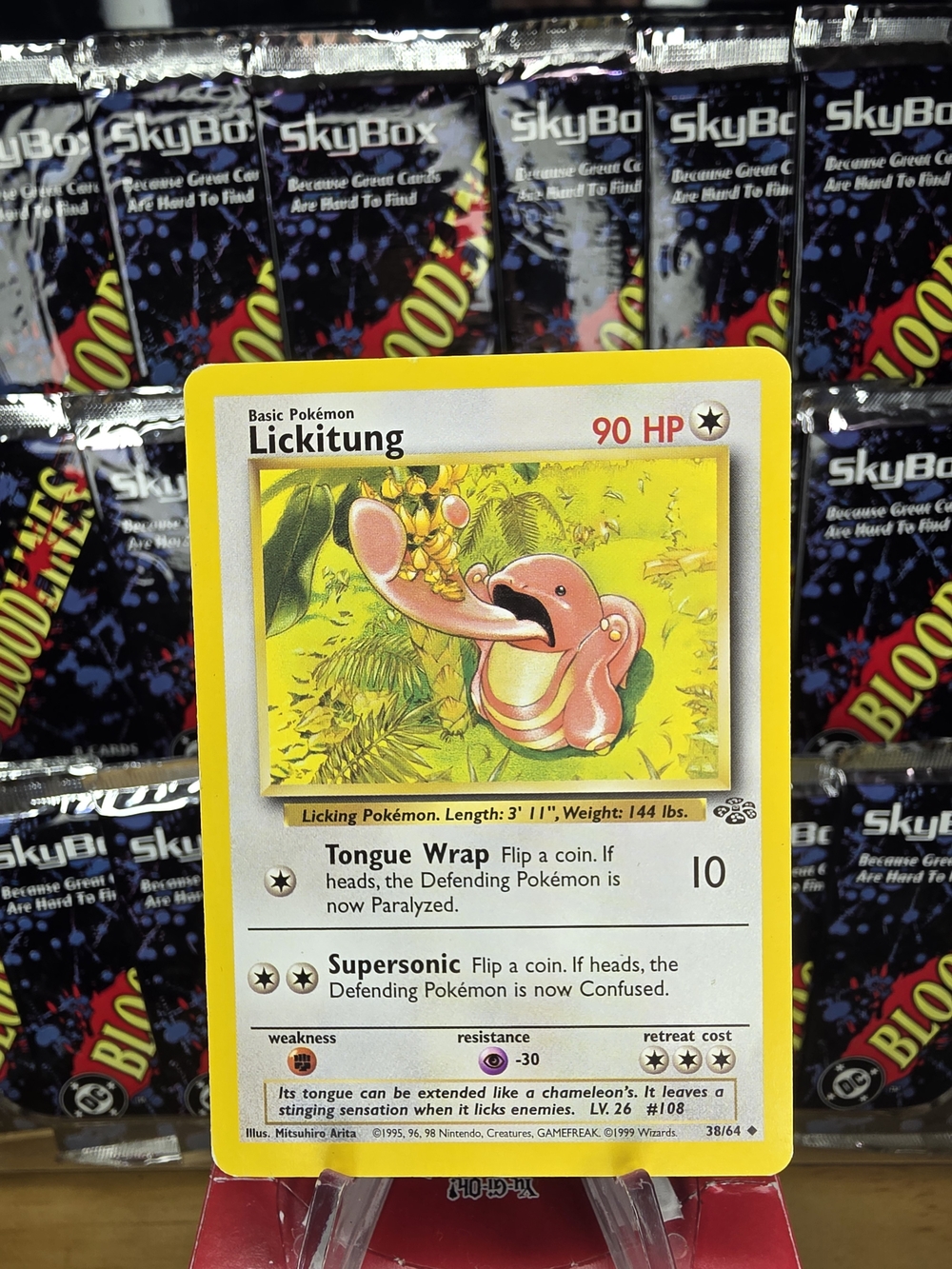 ⏳️ Vintage Jungle Pokemon Lickitung Trading Card Yellow Pink Green